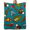 Camping Is Cool Pattern Throw Blanket Decorative Soft Throw Blanket for Couch Sofa