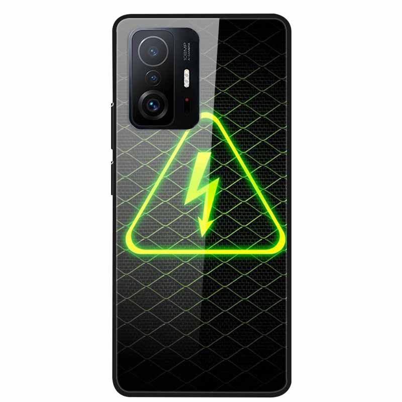 For Xiaomi 11T Pro Glass Case Hard Tempered Glass PC Cover Phone Case For Xiaomi Mi 11T 11 T Pro Shockproof Cartoon Funda Coque