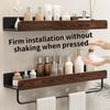 Upgraded Removable Walnut Wood Bathroom Shelf Punch‑Free Wall Mounted Storage Organizer