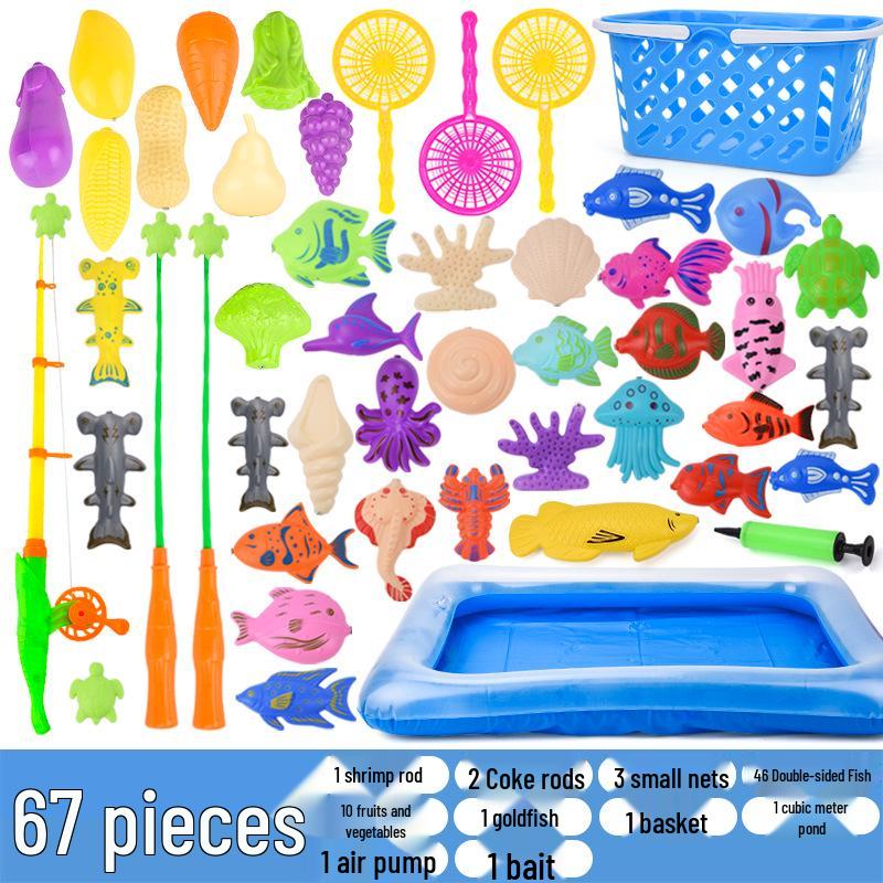 67-Piece Magnetic Fishing Toy Set: Interactive Water Play for Kids