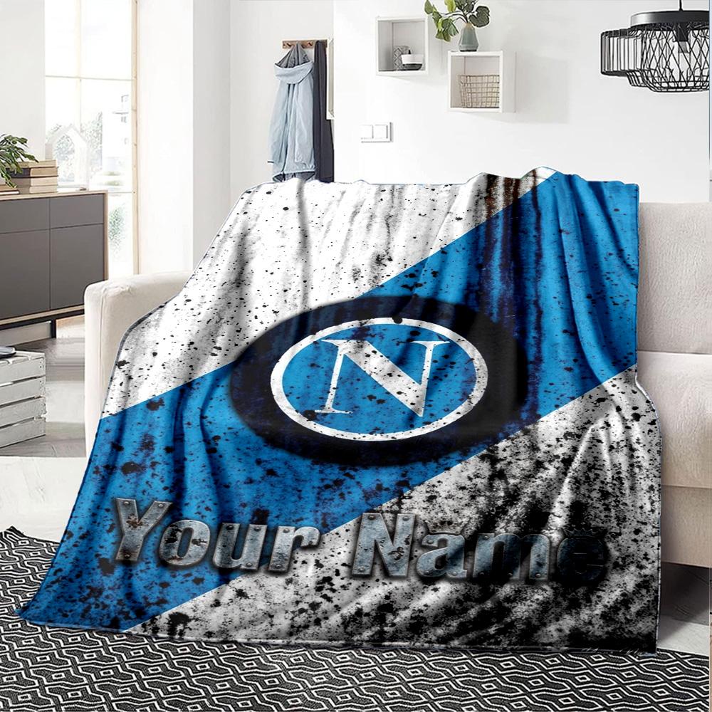 Name Custom SSC Napoli Logo Print Flannel Blanket High Quality Warm Comfortable Cover for All Seasons Perfect for Gifts Home Decor