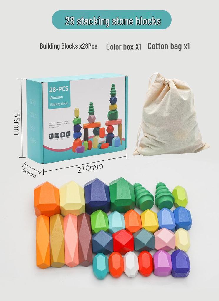 Kids' Nordic-Style Colorful Wooden Stacking Stones: Educational and Interactive Parent-Child Indoor Toy