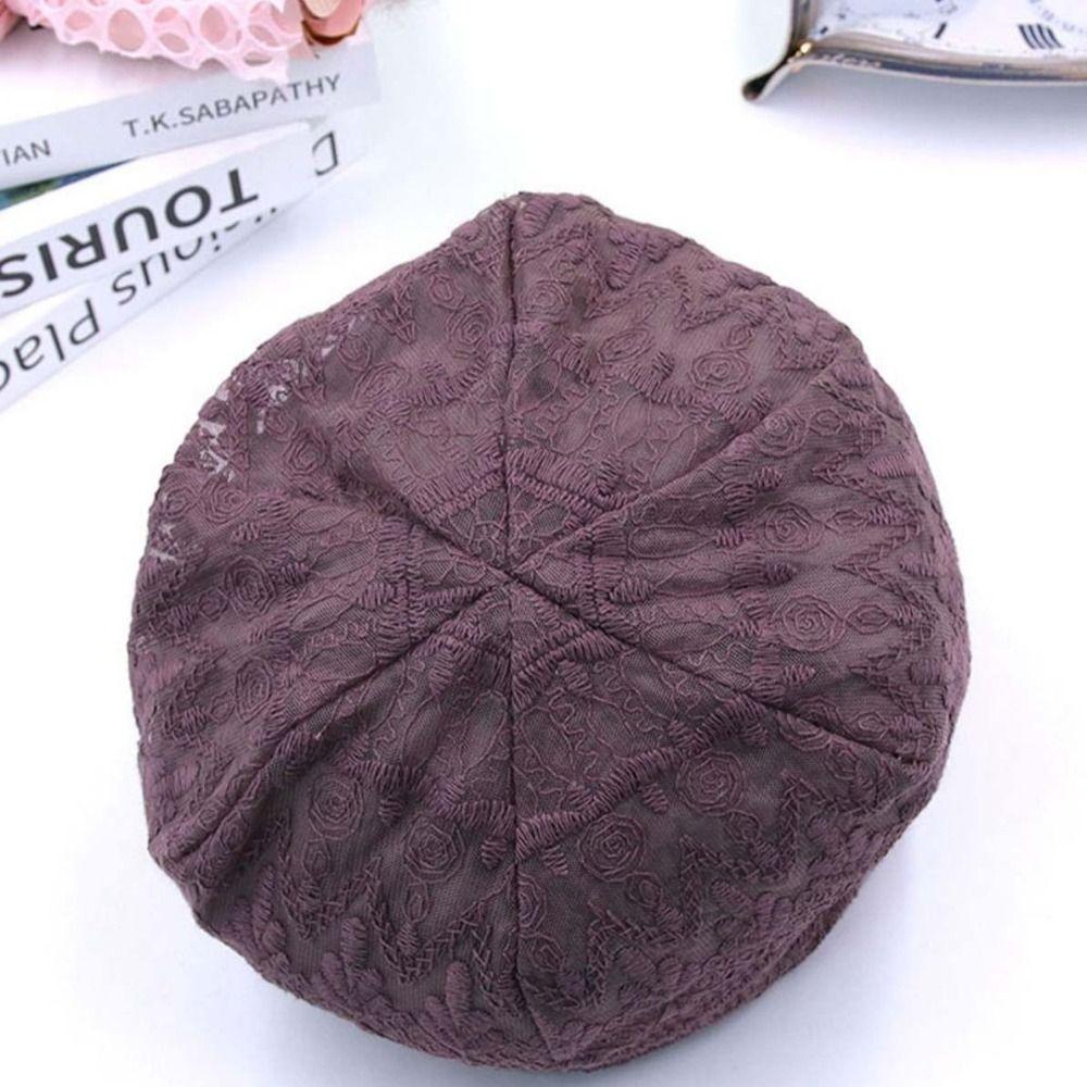 Embroidery Women Baseball Cap Breathable Turban Beanies Hat Flower Beanie Cap  Autumn Summer