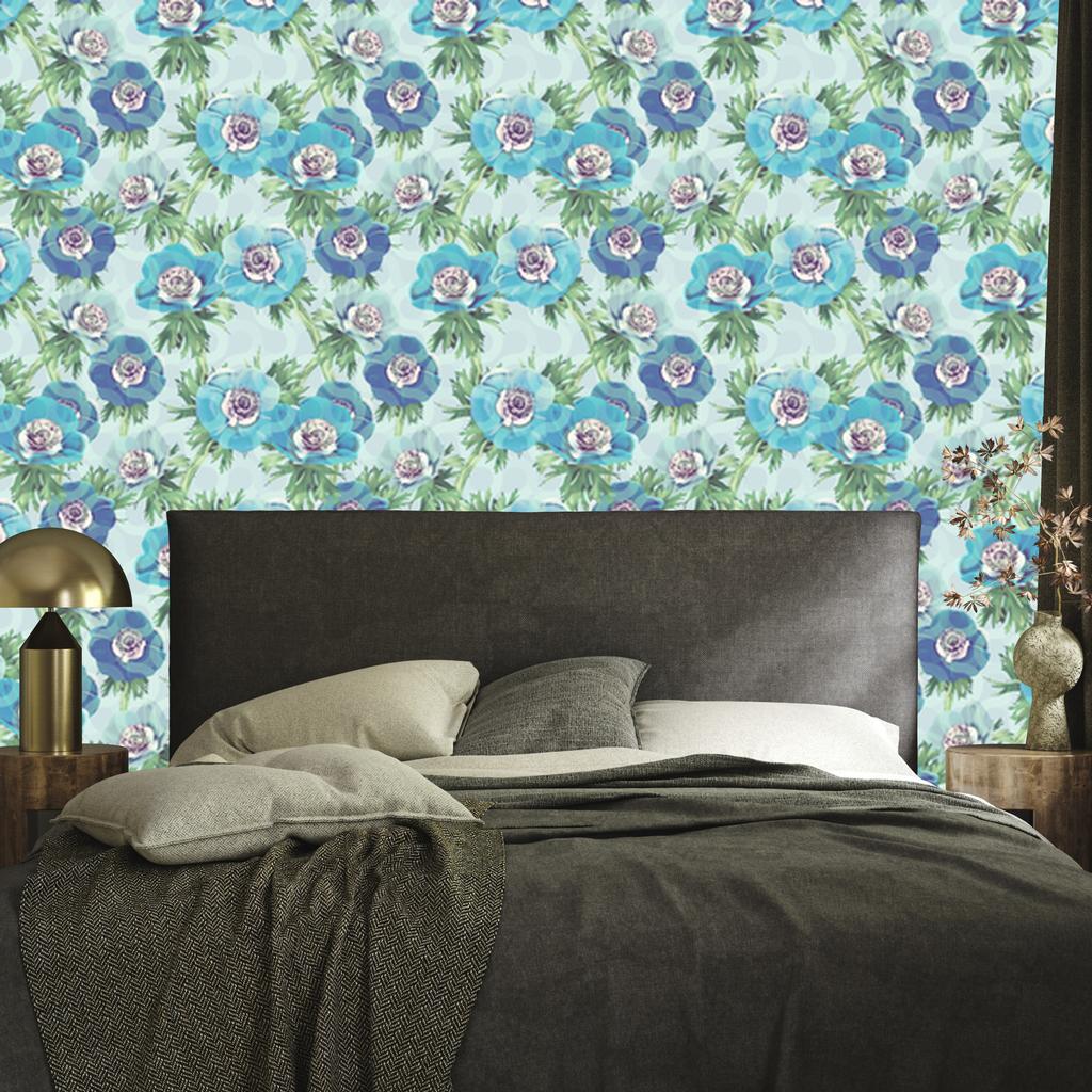 Beautiful Blue Flowers Wallpaper for Living Room and Bedroom 50x1000