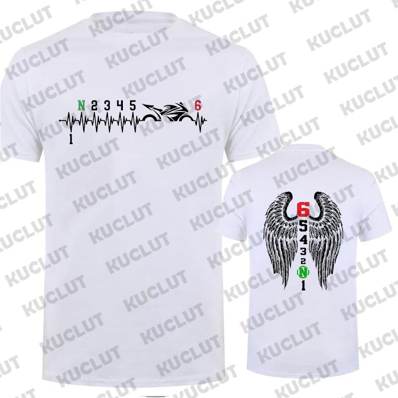 1N23456 Motorcycle Gear Biker Heartbeat Retro Printed Men's New T-shirt Fashion Casual Loose Summer Tshirts Short Sleeve T-shirt