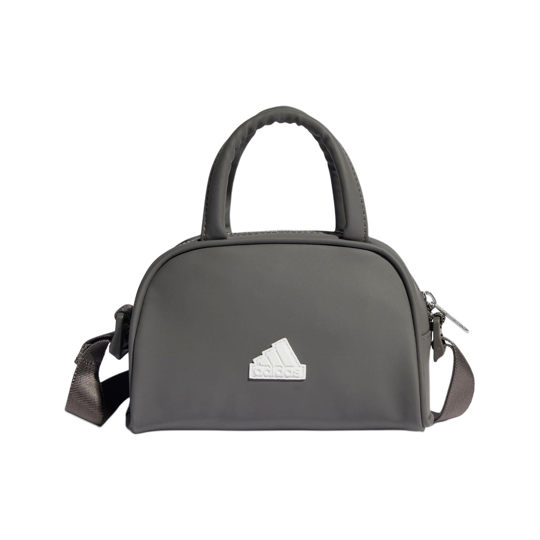 Adidas Polyurethane Bowling Bag, Shoulder Bag, Handbag Regular Womens Charcoal Gray White One Size белый