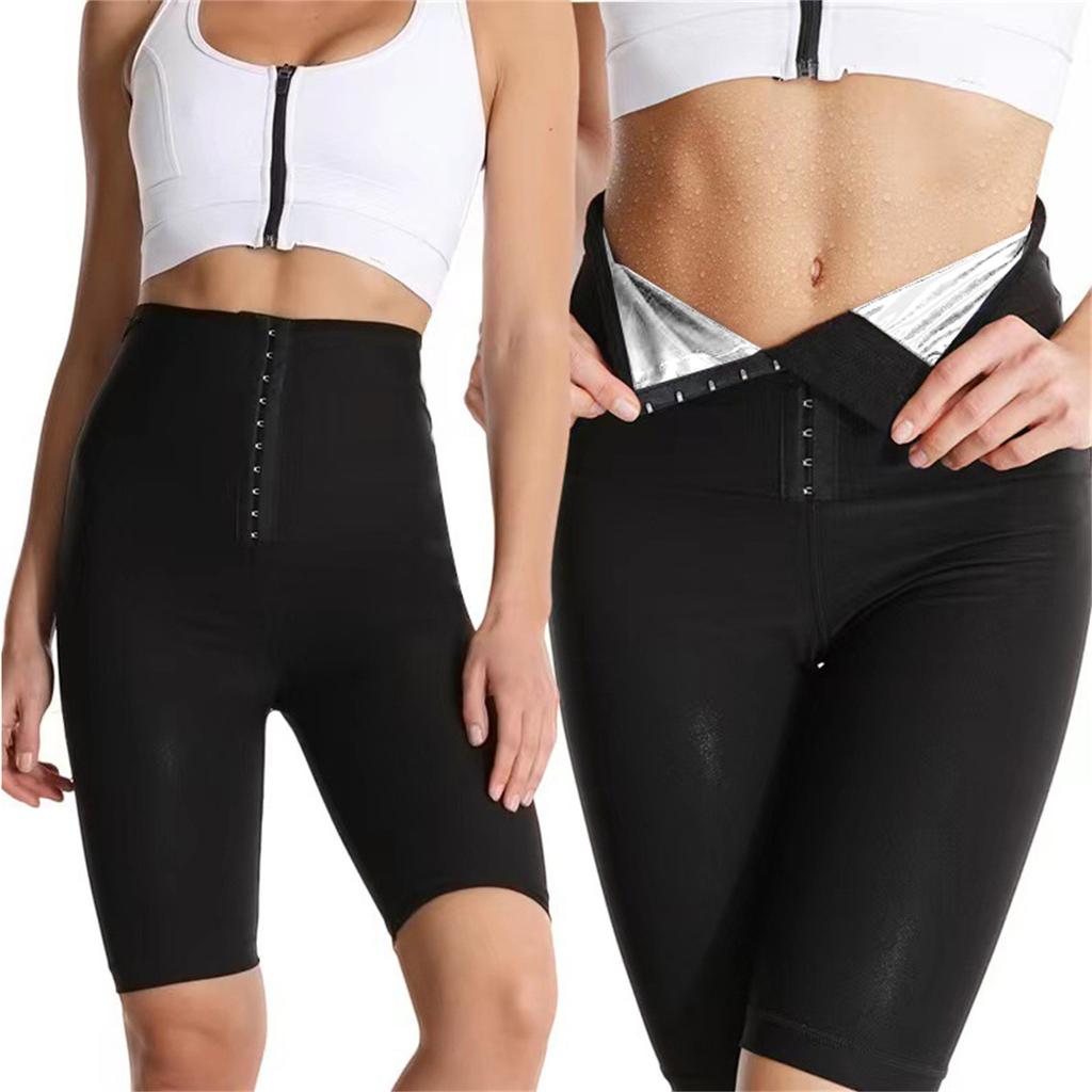 High Waist Waist Trainer Shorts for Women Slimming Body Shaper Workout Running Yoga Compression Pants with Hook Closure and Sweat Enhancing Design