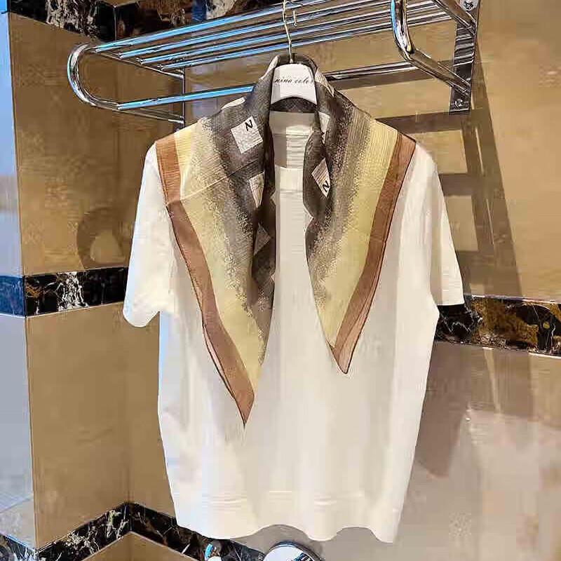 NINA SOLOR Vintage Plaid Silk Square Scarf