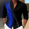Men's long-sleeved shirt, stylish geometric print shirt, business casual slim-fit long-sleeved collared shirt for men.
