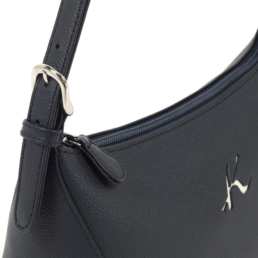 Kitamura Y-1455 Kleine geprägte Rindsleder Halbschultertasche, Dunkelblau (Marine) 10101