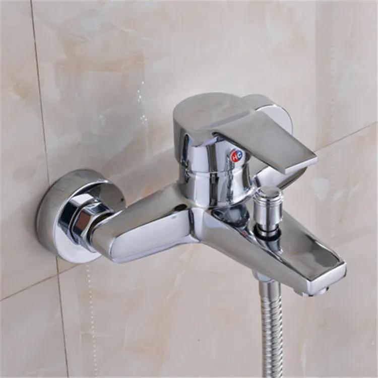 Chrome Bathroom Faucets Bathtub Facuet Wall Mounting Cold and Hot Shower Faucet Dual Spout Single Handle Mixer Tap