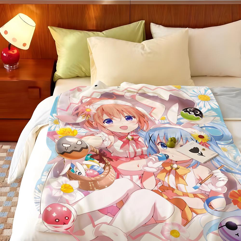 Anime I-Is t-the O-Order a-a R-Rabbit Throw Flannel Throw Blanket, Lightweight Cozy, Durable Washable cute Cool