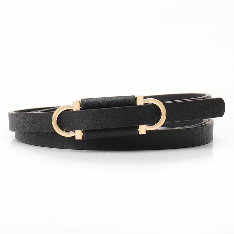 Womens Minimalist Fake Leather Belt With Gold Alloy Buckle For Casual Dress And Sweater Outfits