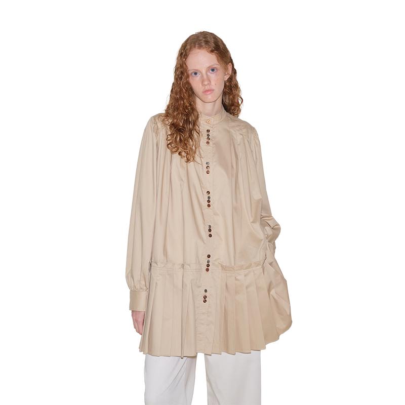 

GREEN BELT Cotton Pleated A-line Shirt Dress M