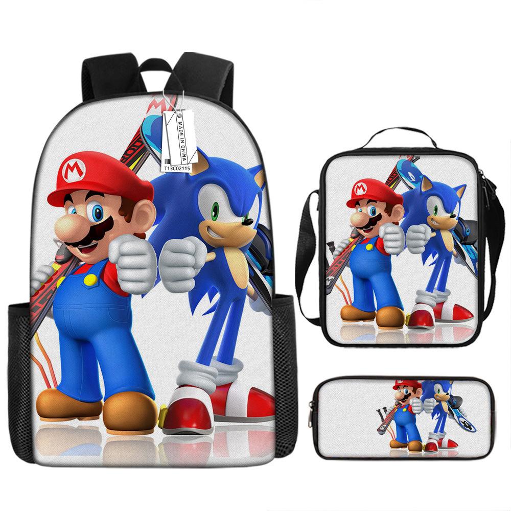 Cartoon Backpack, Primary And Secondary School Students Three-Piece Set, School Bag, Backpack, Shoulder Bag, Pencil Case.