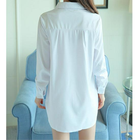 Women's BF Style Mid-Length White Shirt - Spring/Summer 2025 Collection