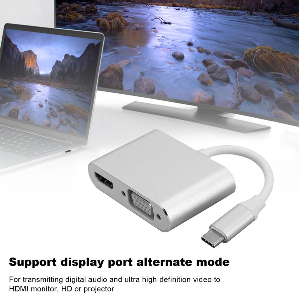 Adapter TypeC Hub to VGA HDMI DVI Displayport/3.1 Ethernet Converter Dock 4K Resolution HDMI Hub Type‑C Hub Type‑C to HDMI