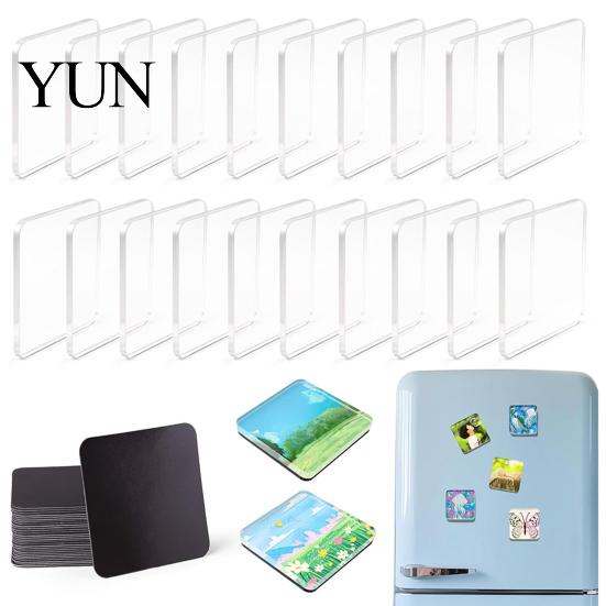 Transparent Acrylic Fridge Magnets 5/6/8/10/15/20/24 Sets DIY Magnet Kit, Square Refrigerator Photo Holder with Adhesive Backing, Clear Picture Making