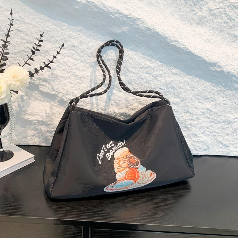 

Портативная сумка через плечо с вышитым пончиком, большая вместимость, повседневная, через плечо, индивидуальный принт, новый дизайн