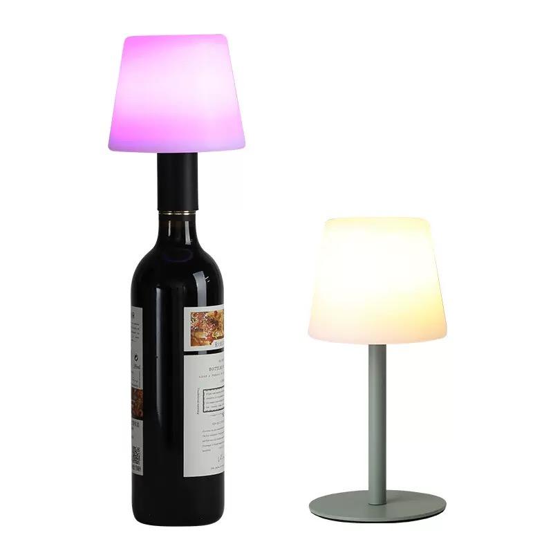 Wireless Portable LED Bottle Lamp Rechargeable Wine Bottle Light Head w/RGBW Remote controller Cordless Dining Room Table Lamp