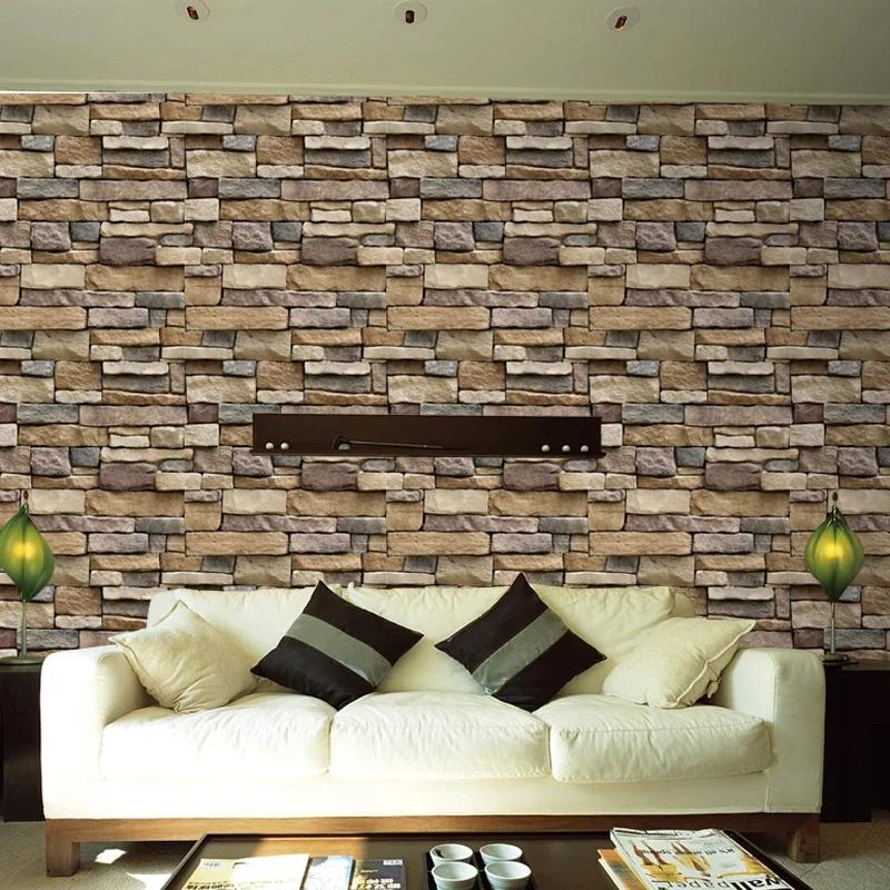 Home Decor 3D PVC Vintage wall sticker Paper Brick Stone Rustic Effect Self-adhesive Home Decor Sticker sticker