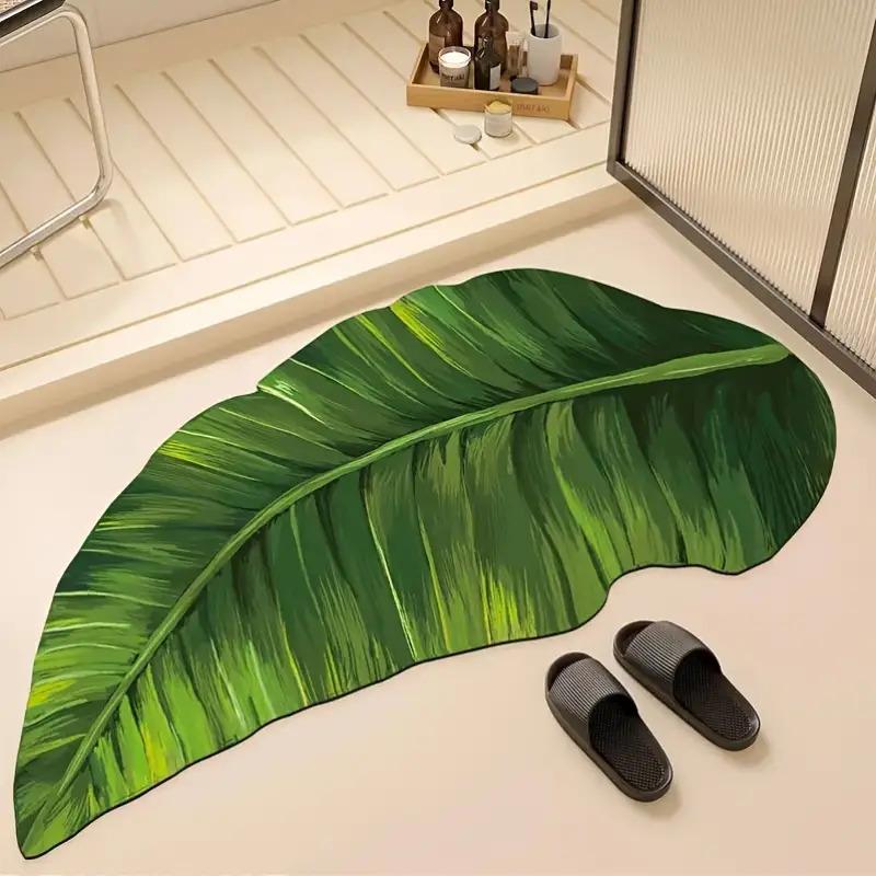 Irregular Leaves Household Bathroom Diatomaceous Earth Mat Bathroom Entrance Non-Slip Water-Absorbent Quick-Dry Carpet