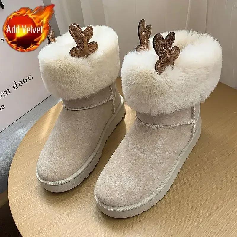 

Женская обувь Каваи Большой размер Теплые женские зимние ботинки Милые Элегантные на среднем каблуке Зимняя обувь По акции Утепленные 39 40