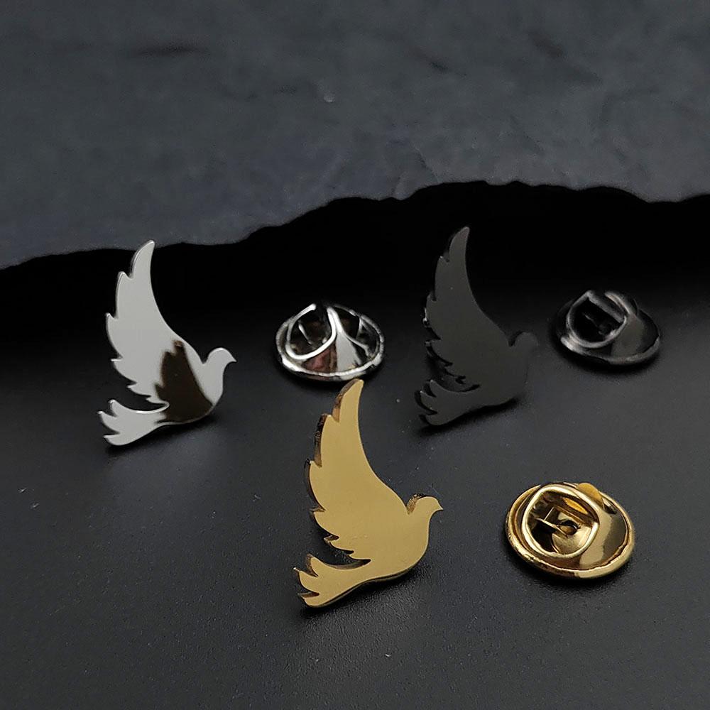 Stainless Steel Hummingbird Brooch Men Cute Animal Design Jewelry Wedding Men's Shirt Suit Badge Lapel Pins Accessory