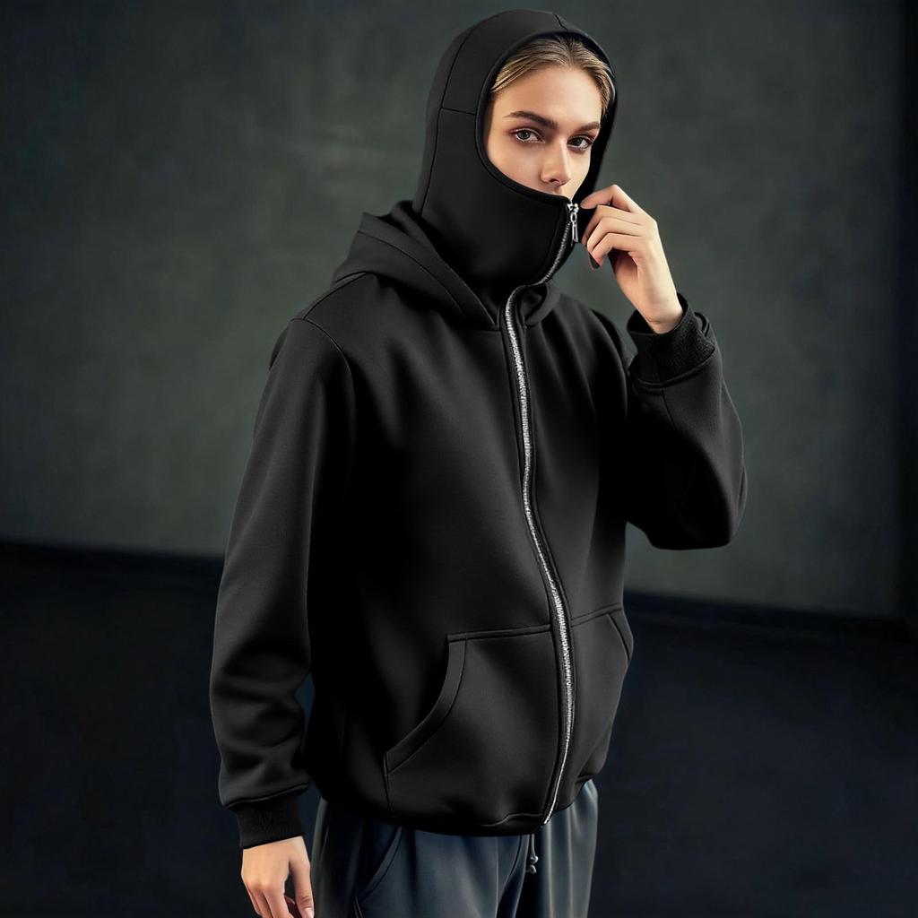 Damen Doppel-Lagen Kapuzen-Reißverschluss-Hoodie-Jacke