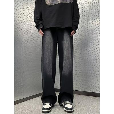 Hip Hop Rap Jeans Wide Leg Youth Jeans Men Straight Leg Retro Loose Trousers Oversized Denim Pants