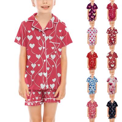 Kinder-Pyjamas, modisches zweiteiliges Hemd-Shorts-Set, weiches Urlaubs-Freizeitkleidungs-Set
