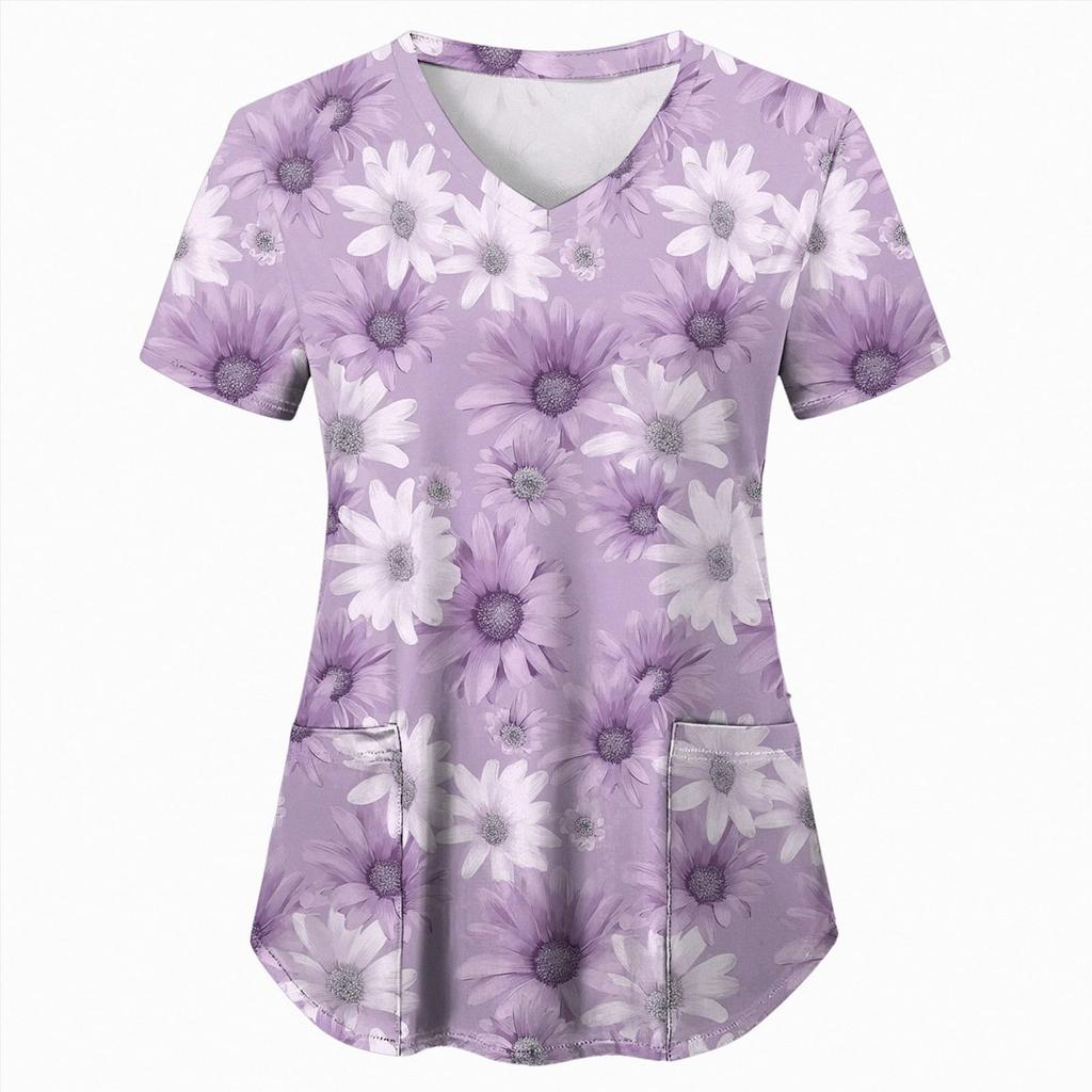 Uniforme Sanitario Enfermera Clínica Enfermería Mariposa Ropa de Trabajo Hospital Camiseta Camiseta Manga Corta Blusa Cuidadora Mujeres Trabajadoras Médico
