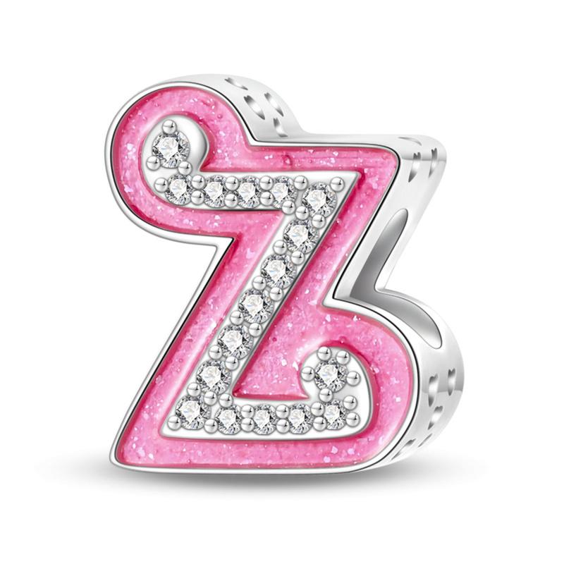 New In Copper Color Zircon Collection Pink 26 Letters Bead Charms Compatible With Pand 3mm Bracelets Do It Yourself Charm Pendant Woman Jewellery