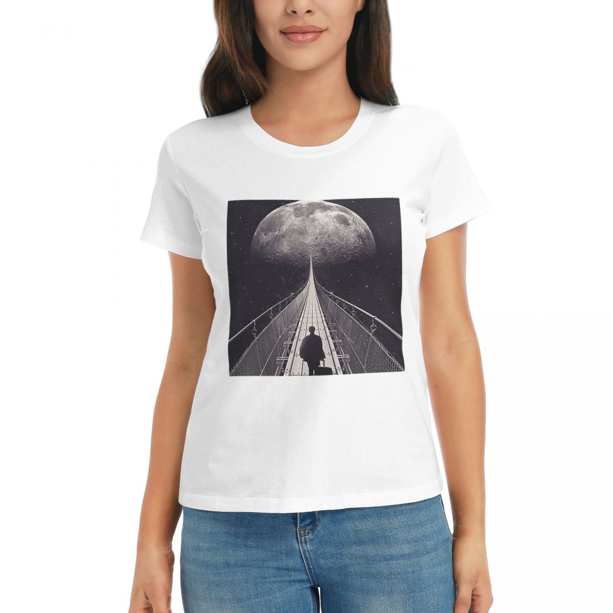 

Women TShirt Space Trip Summer Short Sleeve Tees Round Neck Cotton T Shirts Clothes Tops Streetwear S