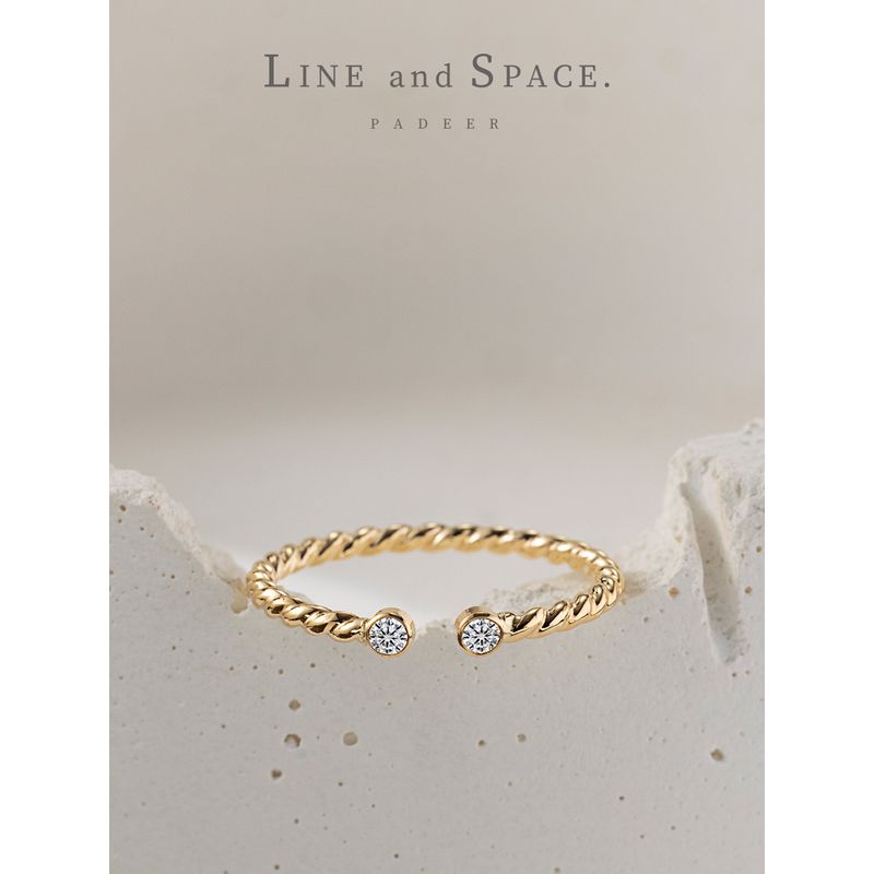 

14K Cable Stitch Moissanite Female Fashion Wind Twin Gilded Us Number 4.5#