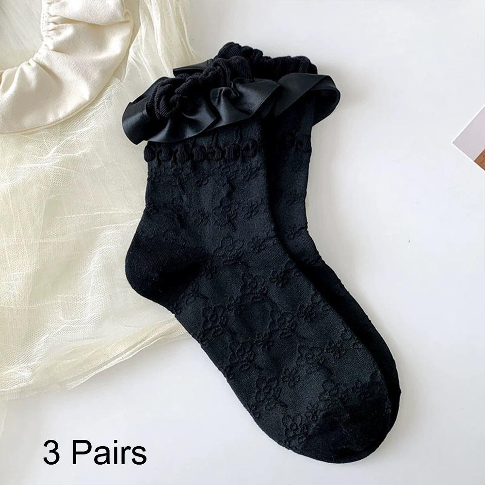 White Lace Mid-Calf Socks Thin Breathable Ruffle Socks Perfect Match Lolita Socks  for Women