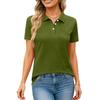 Camisa de Color Casual de Moda para Mujer con Solapa y Manga Corta Tops Abotonados para Mujer