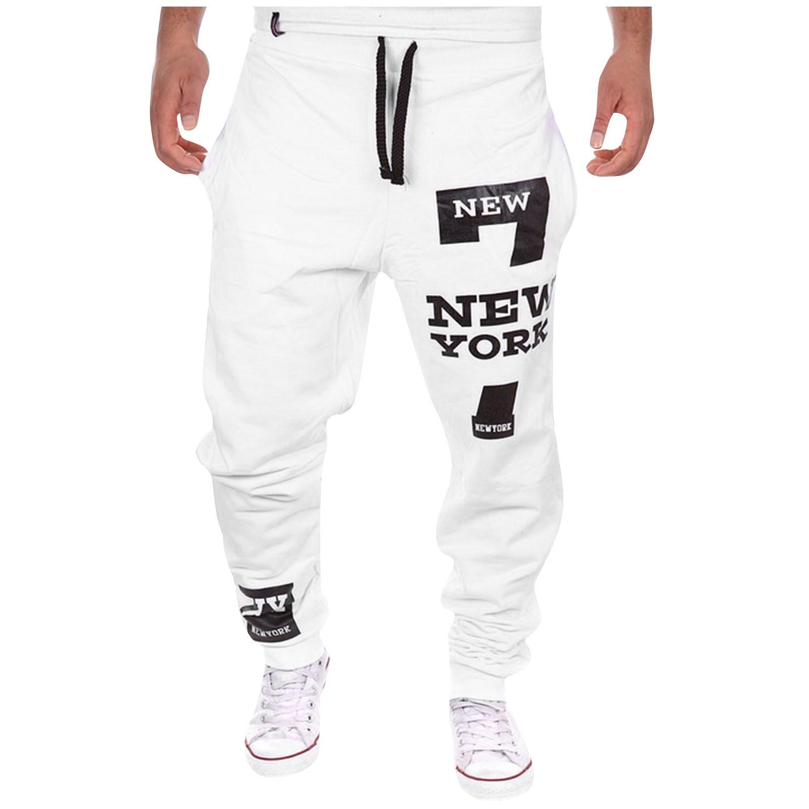 

Мужские модные брюки с буквенным принтом, повседневные брюки, спортивные брюки L белый