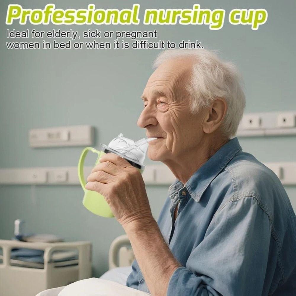Creative 350ml Drinking Aids Sippy Cup Anti Choke Stainless Steel Straw Cup Easy-Clean Spill Proof Elderly Feeding Cup