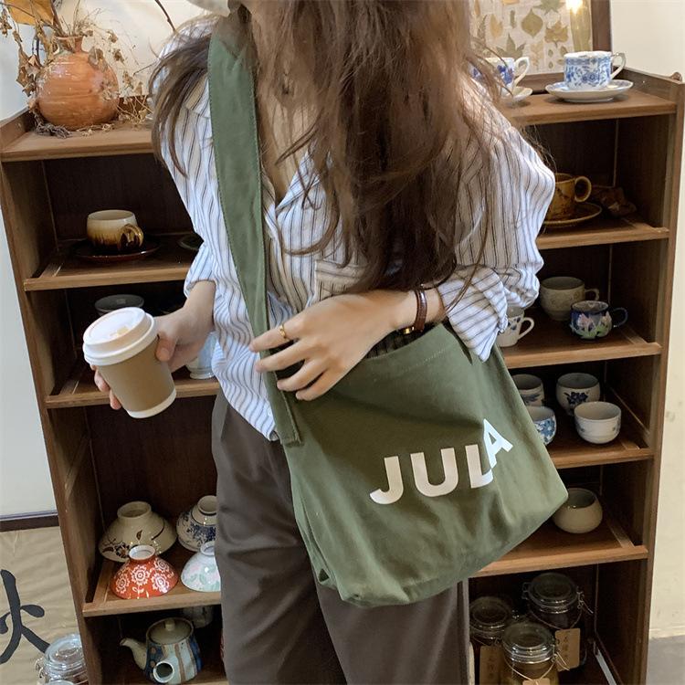 

Холщовая сумка с алфавитом, большая вместимость, женская сумка через плечо, женская модная универсальная нишевая сумка-тоут