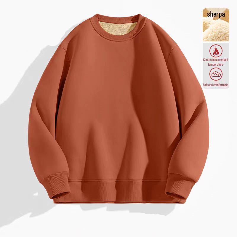Unisex Lambswool Fleece-Lined Hoodie - Round Neck, Plus Size, 2024 Autumn/Winter Collection, Cozy and Thickened.