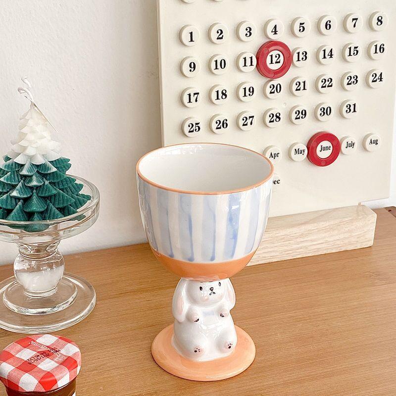 Niedlicher Rosa Hase Basis Trinkgeschirr Keramik Kreativ Cartoon Häschen Niedliche Wasser Tasse Dessert Eis Schüssel Teetasse Kawaii Dropshipping