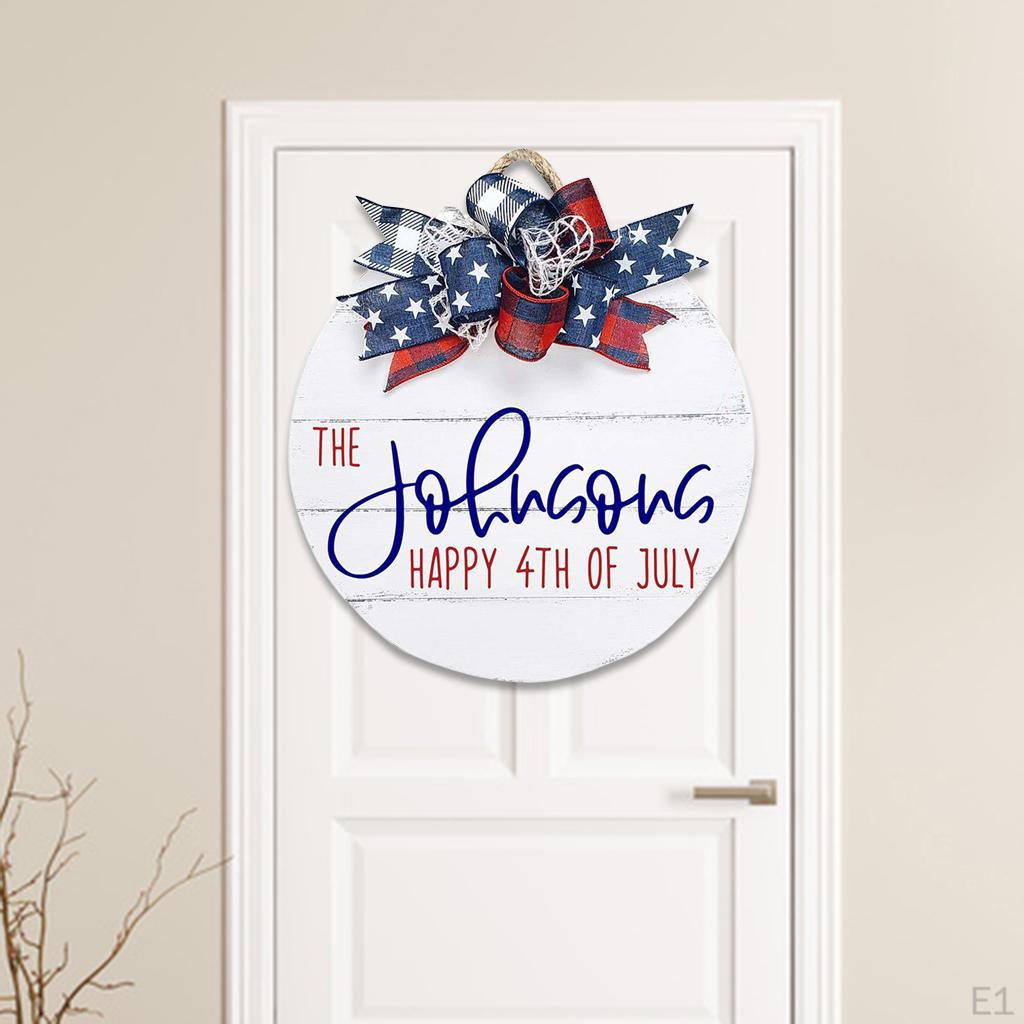 Americana July 4th Patriotic Circular Sign Decoration for Home Front Door Memorial Ornament
