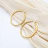 Fashion Versatile Round Earrings Premium 18K Titanium Steel Striped Earrings Jewelry Women