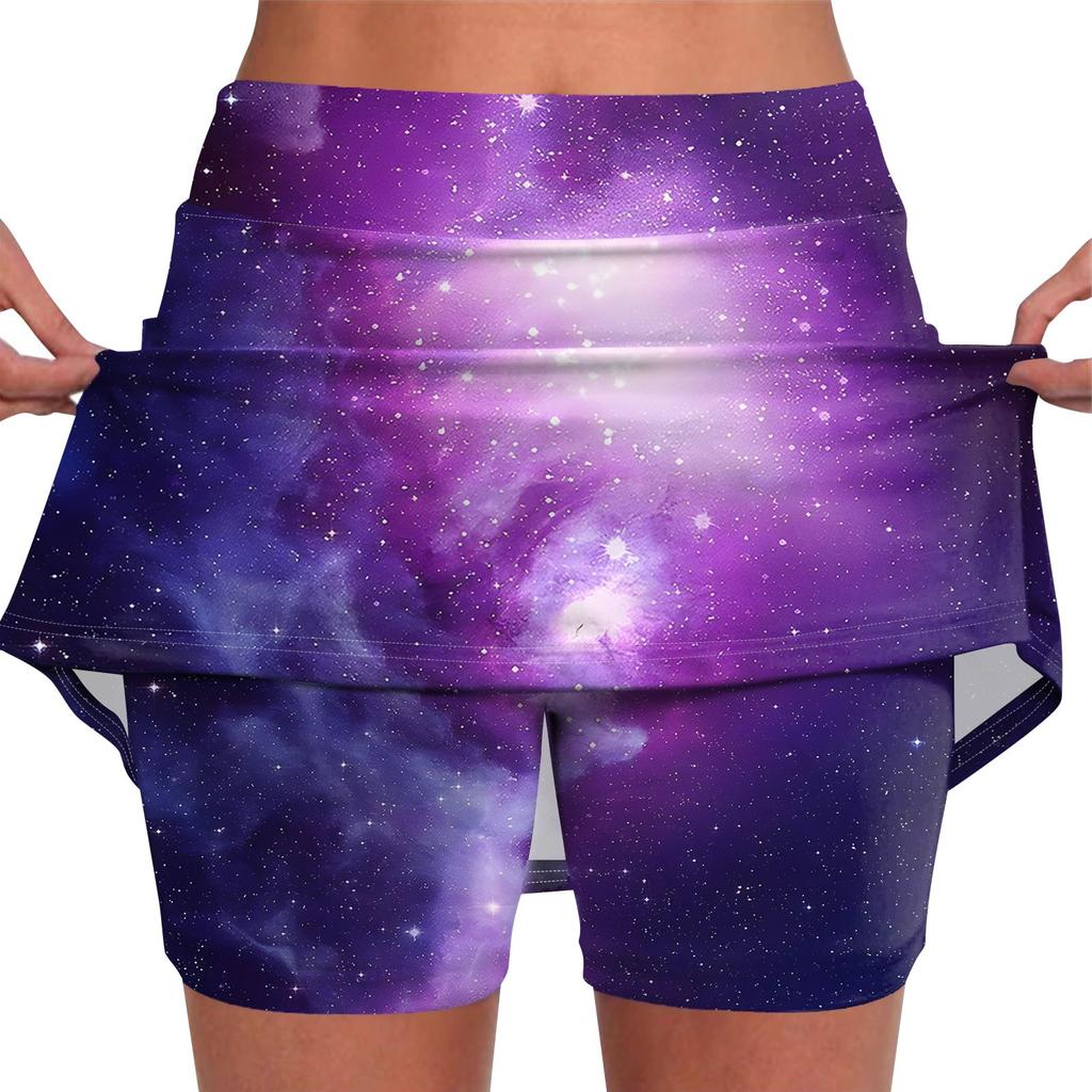 Kadınlar için elastik Yoga Pantolon-Etekler Baskı Atletik Şort Hafif Yüksek Bel Sıska Katı Joggers