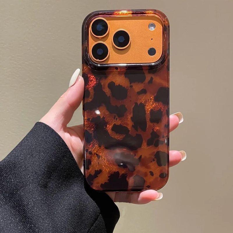 Vortex-Print IND bernsteinfarbener Leoparden-Print Handyhülle mit Lanyard für iPhone 11 12 13 14 15 16 17 Pro Max