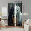 2 pcs   versatile polyester transparent curtains for home decoration Horse for use in bedrooms and living rooms