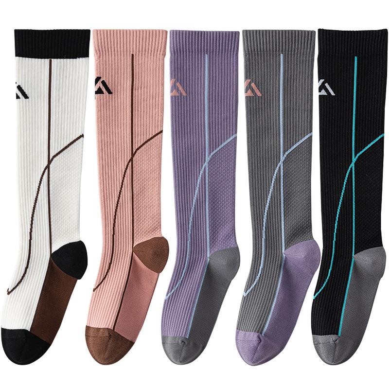 Sports Pressure Socks, Women's Long Socks, Fitness Professional Running and Skipping Rope Compression Mid-calf Socks, Yoga Slimming Leg Calf Socks