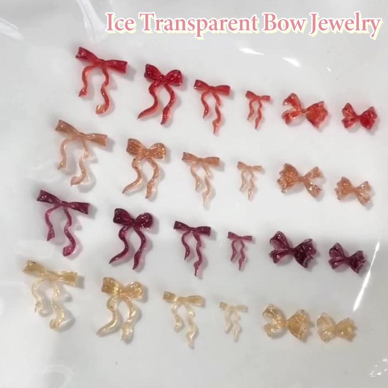 30Pcs Mixed Color Resin Line Bowknot Bow Tie Ribbon Nail Art Decorations DIY Manicure Rhinestones Accessories