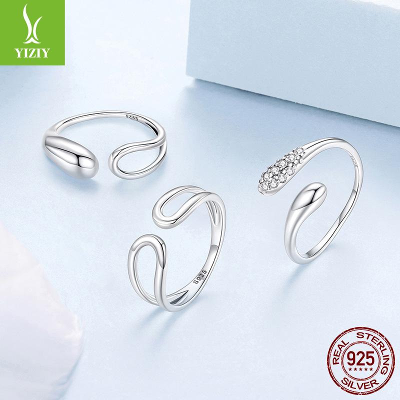 Personalized Minimalist Feng Shui Drop Open Ring Collection, Classic Fashion Men'S And Women'S S925 Sterling Silver Ring
